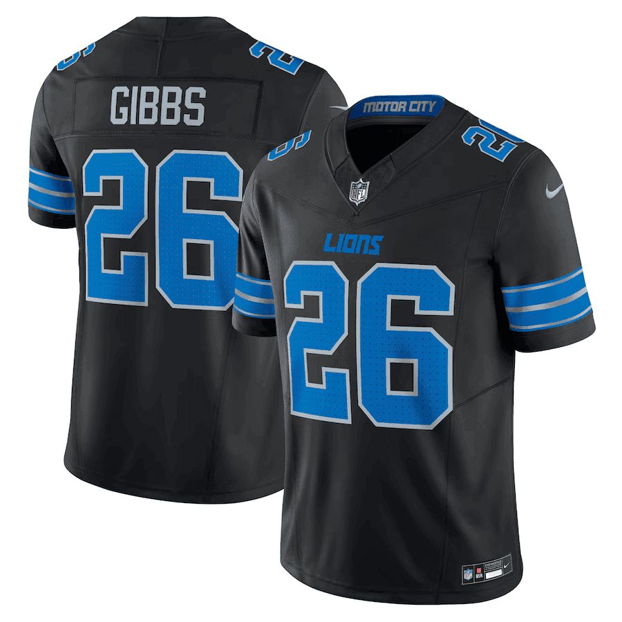Men Detroit Lions #26 Gibb Black 2024 Nike Vapor Limited NFL Jersey style 1
